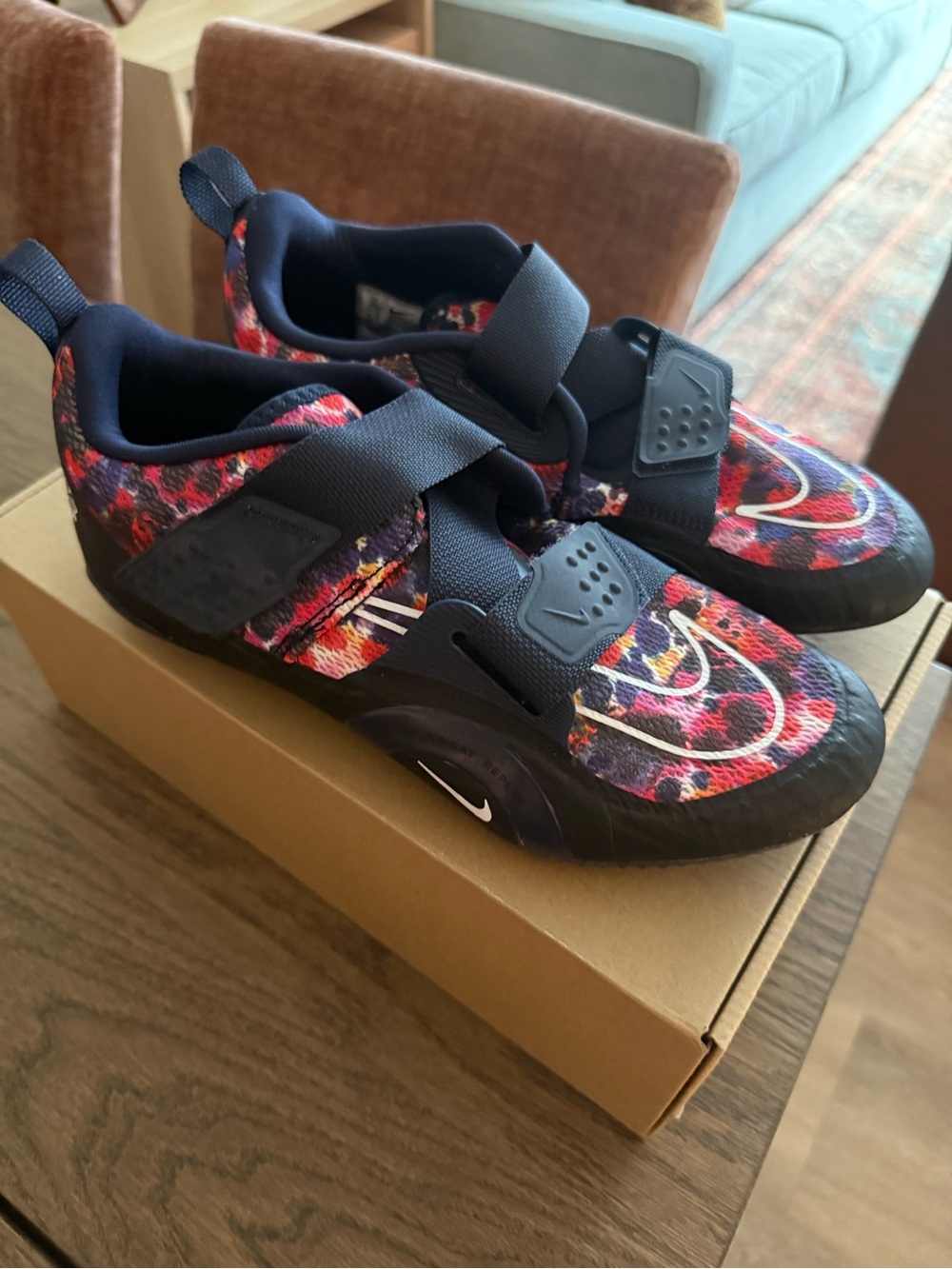 Nike Women’s Superrep Cycle 2NN Multicolor Spin Shoes with Navy Straps
